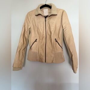 Guess Women Tan Faux Leather Jacket Medium